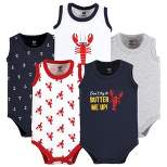 Hudson Baby Infant Boy Cotton Sleeveless Bodysuits, Butter Me Up Lobster