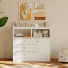 Baby Dresser with Changing Table Top, Wooden Diaper Changing Station with 3 Drawers, Cabinet & 2 Open Compartments for Nursery, Bedroom - 2 of 4