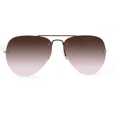 Women's Rimless Aviator Sunglasses - A New Day™ Gold