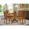 Lakeside Dining Set - Table & 4 Chairs - Hardwood Kitchen Dinette Set - Saddle Brown Finish - 2 of 4