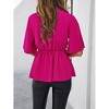 Women's Summer V Neck Peplum Tops Tie Waist Wrap Blouse Short Sleeve Casual Ruched Shirts - 2 of 4