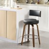 Bekrvio 26" Swivel Counter Height Bar Stools, Faux Leather Upholstered with Back, Walnut Wood Legs, Mid Century Kitchen Island Counter Chairs - 2 of 4