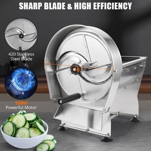 Commercial Electric Food Slicing Machine 0.2-12mm Thickness Adjustable Stainless Steel Vegetable Cutter, Silver 10.8"L x 9.8"W x 16.1"H - 1 of 4