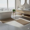 Knightsbridge Stylish And Comfortable Traditional Summer Tile Design 2 PC Cotton Bath Rug Set 20"x30" & 24"x40" Silver - 2 of 4