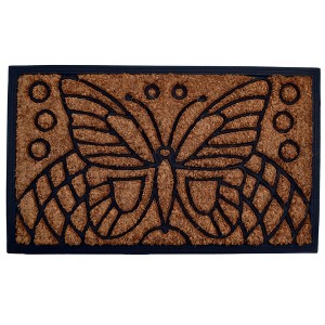 HomeRoots 18" X 30" Beige and Black Rubber and Coir Outdoor Door Mat - 1 of 4