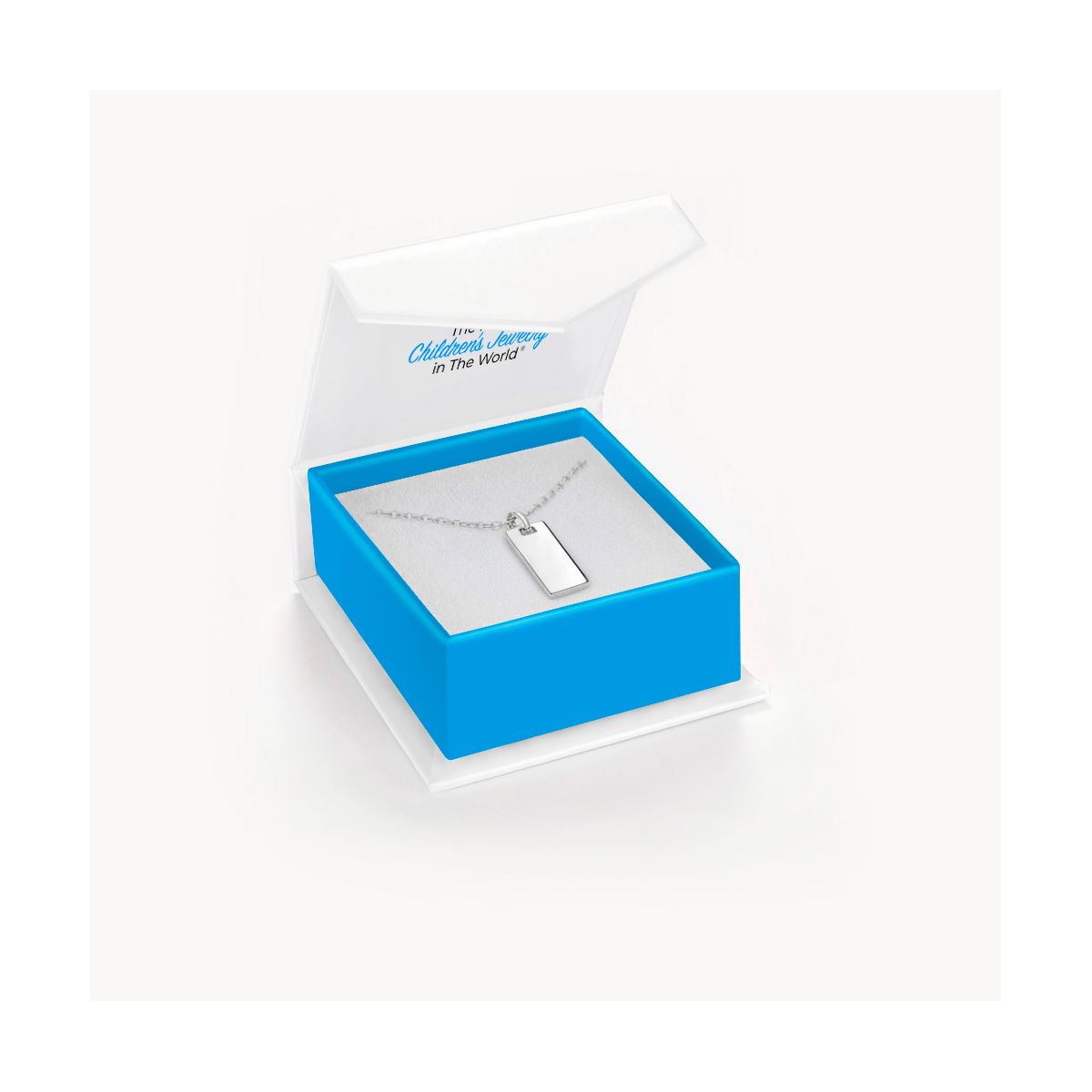 Boy's Square Tag Sterling Silver Necklace - In Season Jewelry - thumbnail 4
