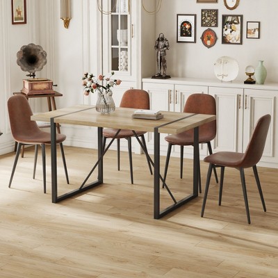 NicBex 5 PCS/7 PCS Dining Table Set for 4/6 with a Rectangular MDF Dining Table and 4/6 Upholstered Chairs