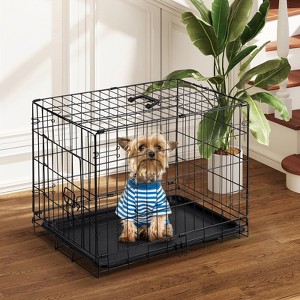 Kumasinova 24“/30” Single Door Dog Crate,Metal Dog Cage with Safety Lock,Foldable Small/Medium Dog Kennel Indoor with Removable Tray for Easy Cleaning - 1 of 4