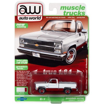 Auto World 1/64 1983 Chevrolet Silverado 10 White and Red, Auto World 2021  Release 3B, AWSP074-B