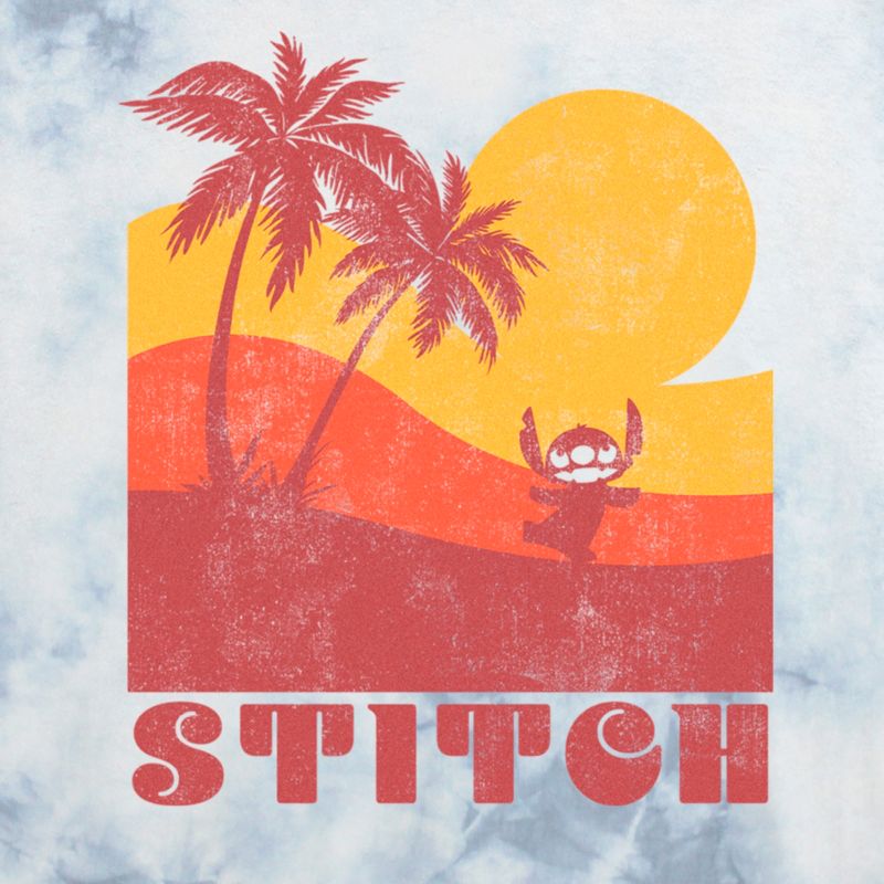Juniors Womens Lilo & Stitch Colorblock Sunset Stitch Crop T-Shirt, 2 of 4