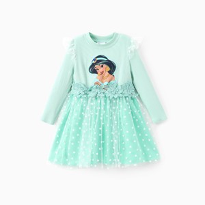 PATPAT Disney Frozen Elsa Princess Cinderella Ariel Baby/Toddler Dress, Ruffle Long-Sleeve Mesh Overlay Tulle Dress - 1 of 4
