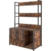 Litter Box Enclosure with 2 Storage Shelves Wooden Hidden Cat Litter Box Enclosure Furniture with 2 Door - 2 of 4