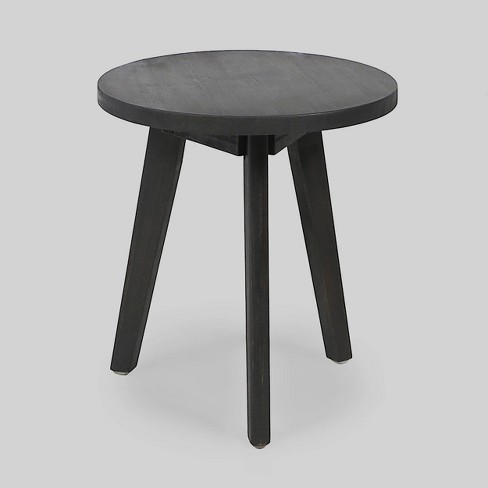 Marina Acacia Wood Patio Side Table, Dark Grey Outdoor Furniture