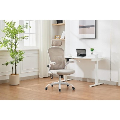 Ergonomic Office Chair with Flip-Up Armrests & Lumbar Support, Breathable Mesh High Back Desk Chair, Wide Seat, Black