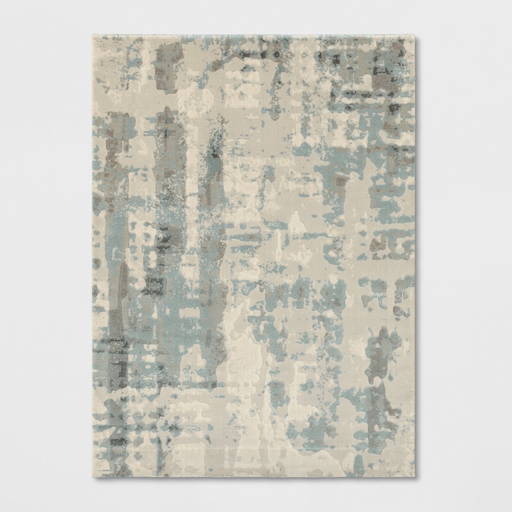 Photos - Area Rug 9'2"x12' Opus Marble  Ivory/Blue - Threshold™