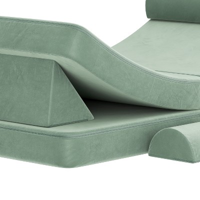 Sage Velvet Six-Piece Modular Kids Play Couch