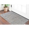 Ivory Taupe and Blue Oriental Power Loom Worn Faded Area Rug With Fringe - 2 of 4