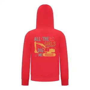 Everyday Kids All the Girls Dig Me Boys Zip Up Hoodie – Funny Construction Truck Sweatshirt - 1 of 4