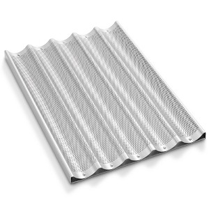 GRIDMANN 18" x 26" Commercial Aluminum Baguette Pan, Perforated French Bread Loaf Baking Pan - 1 of 4