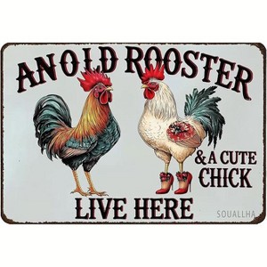 Lomsoe Vintage Metal Sign Chicken Coop Tin Sign Rustic Wall Decor for Farmhouse Kitchen Yard Outside Chicken Coop Fence 12¡Á8 Inch - 1 of 1