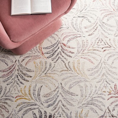 Ivory and Red Floral Hand-Tufted 4' x 6' Wool Area Rug
