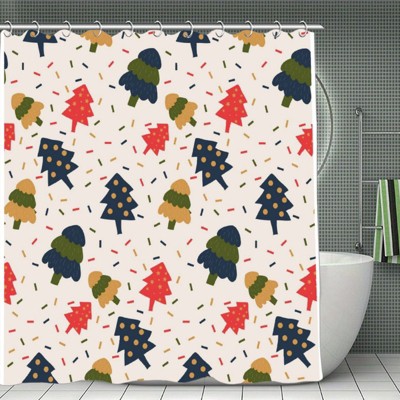 Christmas Pattern Shower Curtain ¨C Waterproof Polyester, Holiday Bathroom Decor, Durable and Easy to Clean 70.8x70.8 Inch