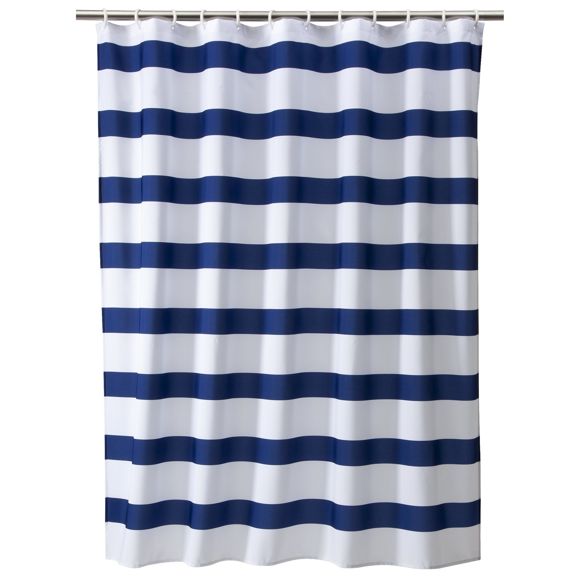 Rugby Stripe Shower Curtain White/Blue Cool - Room Essentials