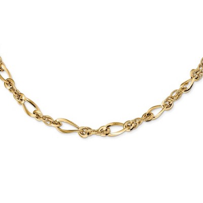 Black Bow Jewelry 9.75mm 14K Yellow Gold Hollow Fancy Link Chain Necklace, 18 Inch