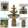 Sunnydaze 46"H Electric Polystone 3-Tier Classic Tulip Outdoor Water Fountain - 3 of 4