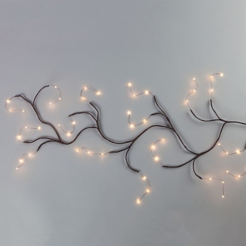 Micro Led Illuminated Matte Brown, Battery Operated Outdoor Garland Lights With Timer