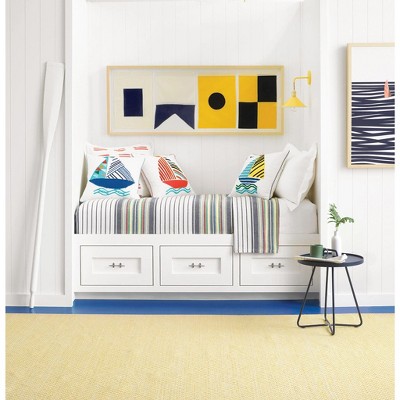 Yellow and Ivory Geometric Handwoven Reversible Rug 5' x 8'
