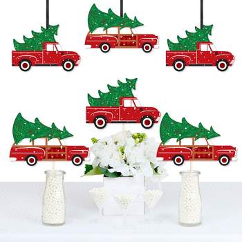 Big Dot of Happiness Merry Little Christmas Tree - Decorations DIY Red Truck and Car Christmas Party Essentials - Set of 20