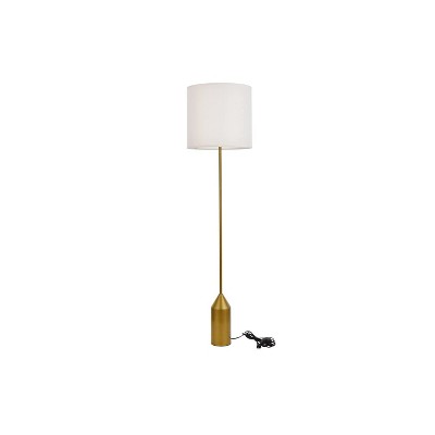 Adjustable Ines Black Brass Floor Lamp with White Fabric Shade