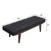 TiramisuBest Grey and Oak Tufted Bench, Grey Fabric Entryway Bench, 50.0"L x 18.0"W x 17.0"H - 3 of 4
