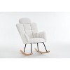 Teddy Fabric Upholstered Rocking Glider Chair, Mid Century Modern Accent Arm Chair with High Backrest and Pillows - ModernLuxe - 4 of 4