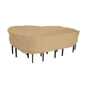 Classic Accessories Tan Terrazzo Water-Resistant Oval Patio Table and Chair Set Cover 
