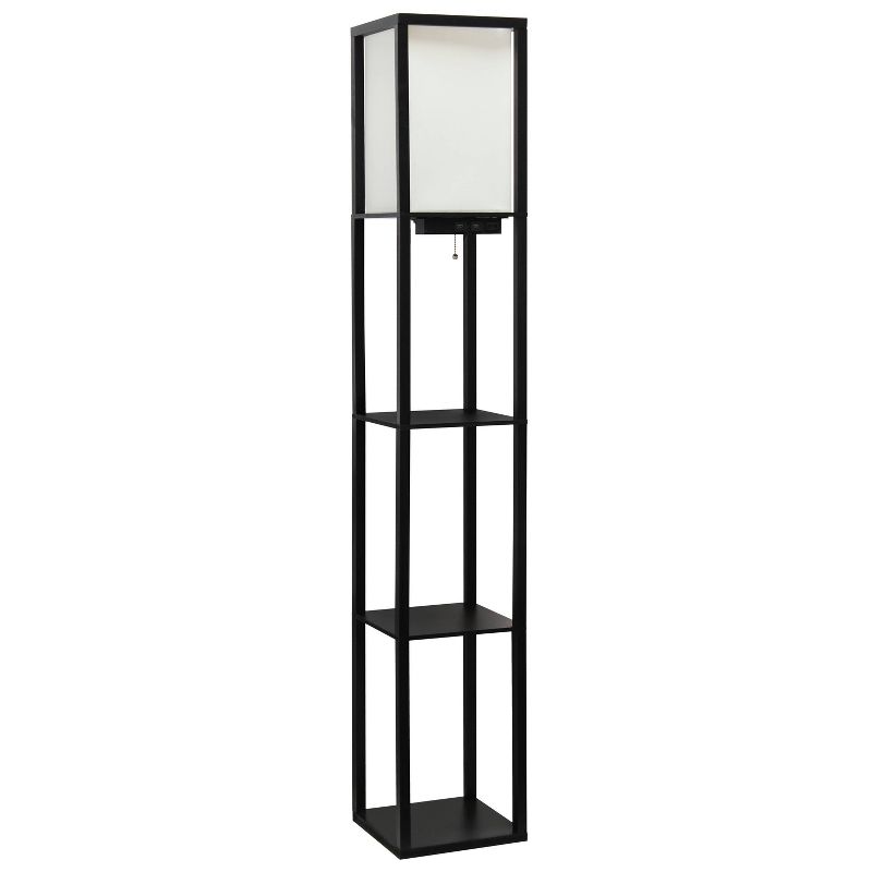 Floor Lamp Etagere Organizer Storage Shelf with 2 USB Charging Ports and Linen Shade - Simple Designs, 1 of 14