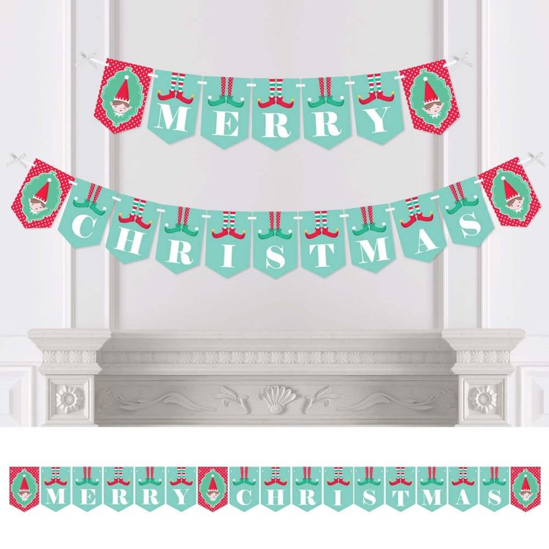 Big Dot of Happiness Elf Squad - Kids Elf Christmas Party Bunting Banner - Party Decorations - Merry Christmas, 1 of 5