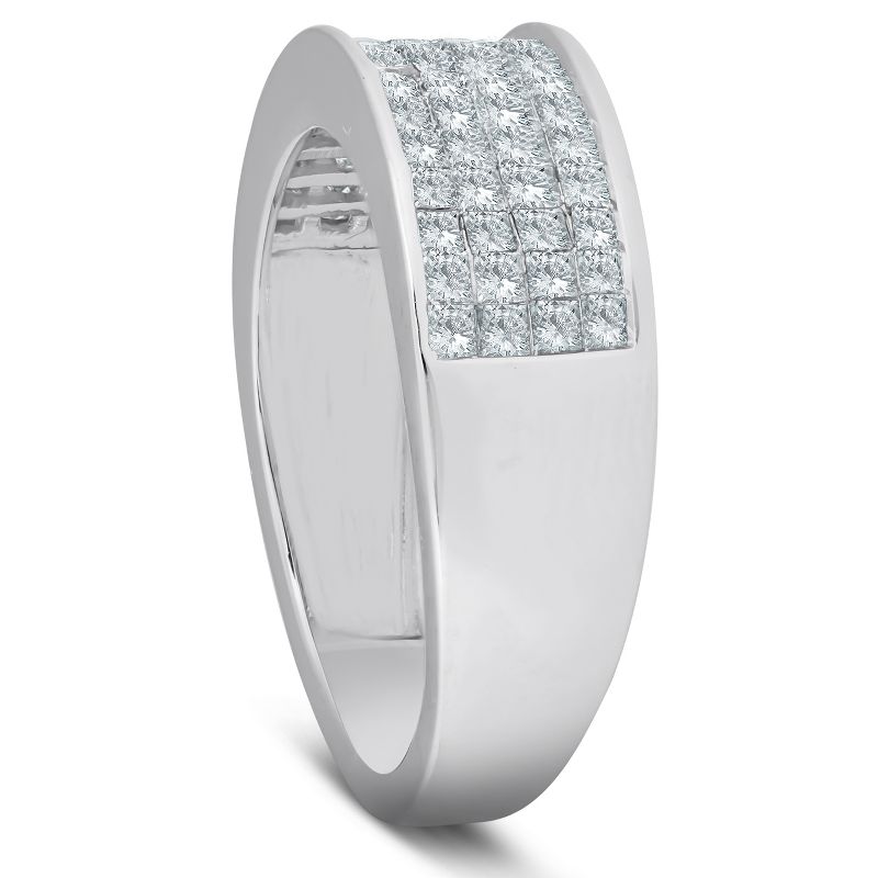 Pompeii3 2 Ct Diamond Princess Cut Mens Bling Wedding Anniversary Ring 10k White Gold, 2 of 5