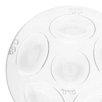 Smarty Had A Party 12" Clear with Silver Round Section Tray Disposable Plastic Seder Plates (24 Plates)