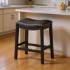HomeRoots 26" Charcoal and Black Faux Leather and Solid Wood Backless Counter Height Bar Chair - 2 of 4