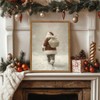 Framed Vintage Canvas Wall Art Rustic Santa Claus Walking Snowy Winter Holiday Decor 12x16 Inch Home Bedroom Wall Art Print - 2 of 4
