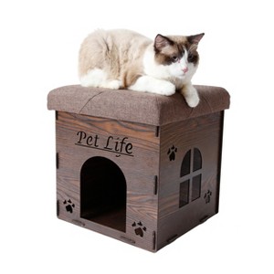 Pet Life Kitty Kallapse Collapsible Folding Cat House Bed Ottoman Bench Furniture - 1 of 1