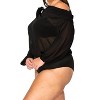 Women's Chiffon Round Neck Rosette Long Sleeve Bodysuit - Plus - Miss Avenue - 2 of 4