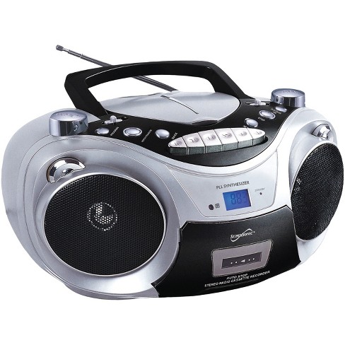 Supersonic® Bluetooth® CD/Cassette/Radio/Media Player Boom Box, Silver,  SC-739BT.