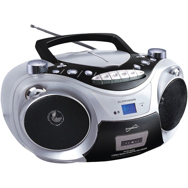 Supersonic® Bluetooth® CD/Cassette/Radio/Media Player Boom Box, Silver, SC-739BT, 1 of 5