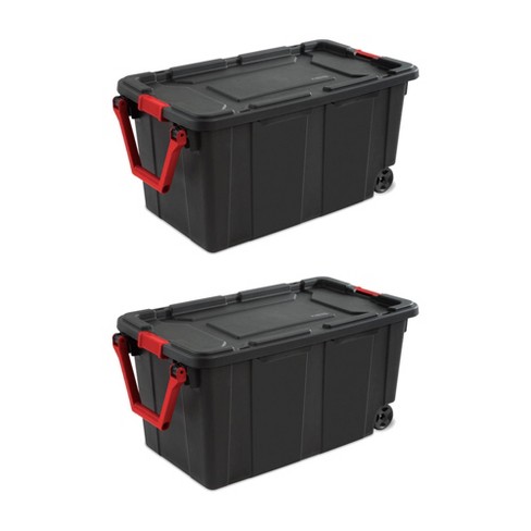 Tough Box 40 Gallon Black Storage Tote with Yellow Lid