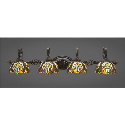 Toltec Lighting Elegante 4 - Light Vanity in  Dark Granite with 7" Ivory Cypress Art Glass Shade