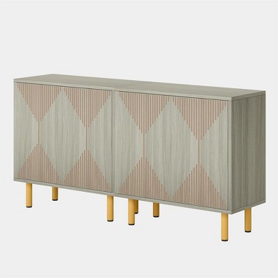 Resenkos Sideboard Buffet, Kitchen Storage Cabinet,Modern Sideboard Buffet, 59" Wood Storage Cabinet with Doors,Gray & Gold