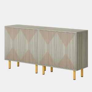 Resenkos Sideboard Buffet, Kitchen Storage Cabinet,Modern Sideboard Buffet, 59" Wood Storage Cabinet with Doors,Gray & Gold - 1 of 4
